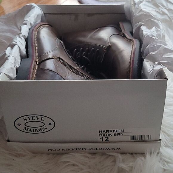 Mens Steve Madden Boots size 12 Harrison Dark Brown - Picture 5 of 6